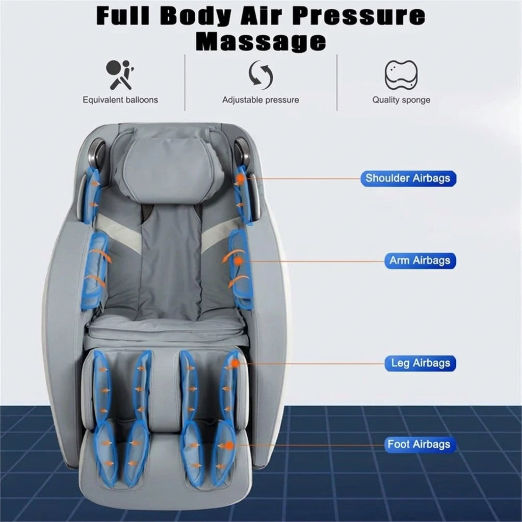 Blue Faux Leather Zero Gravity Recliner 3D Programmable Massage Chair