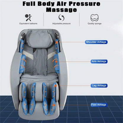 Blue Faux Leather Zero Gravity Recliner 3D Programmable Massage Chair