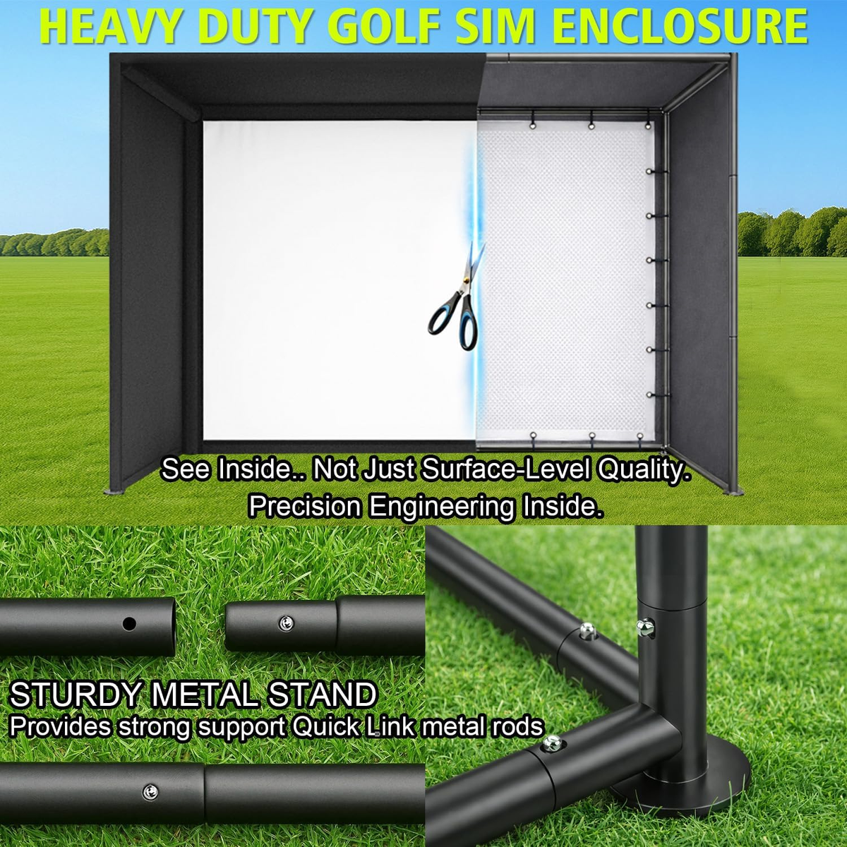 Golf Simulator Enclosure Kit with 4K-Ready Impact Screen, 10 x 8