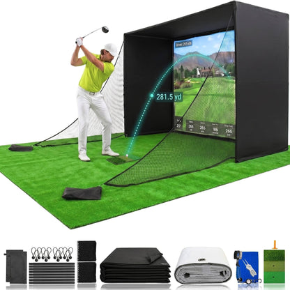 Golf Simulator Enclosure with 4K Impact Screen, Two Sizes
