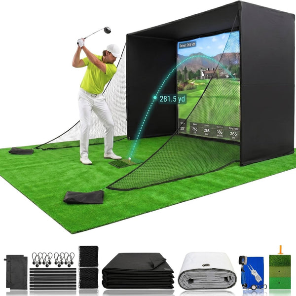 Golf Simulator Enclosure with 4K Impact Screen, Two Sizes