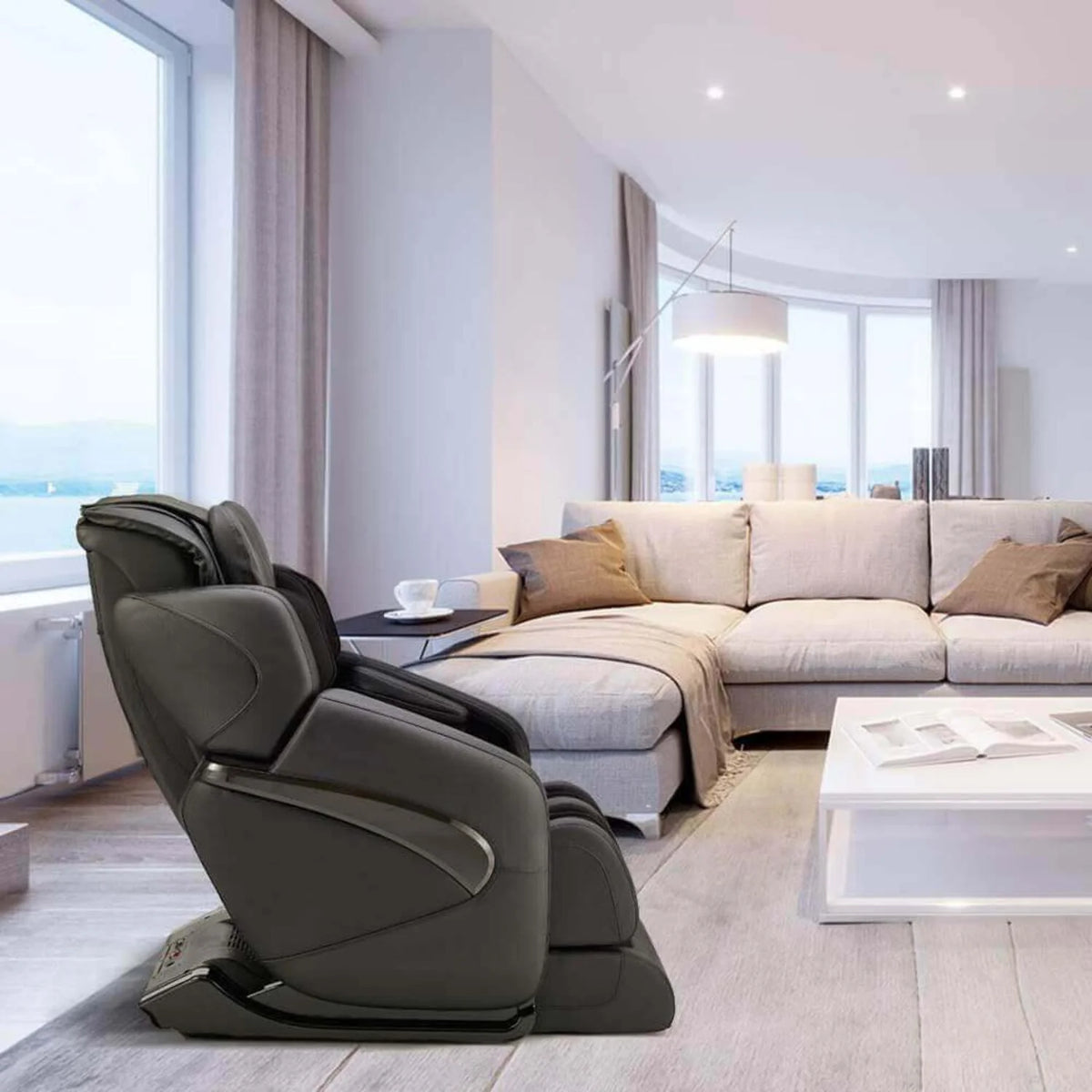 Jin L Track Deluxe Zero Gravity Full Body Massage Chair with Lumbar, Forearm & Calf Heat Therapy and Shiatsu Calf Massage