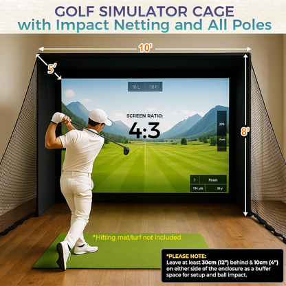 Golf Simulator Enclosure Kit with 4K-Ready Impact Screen, 10 x 8