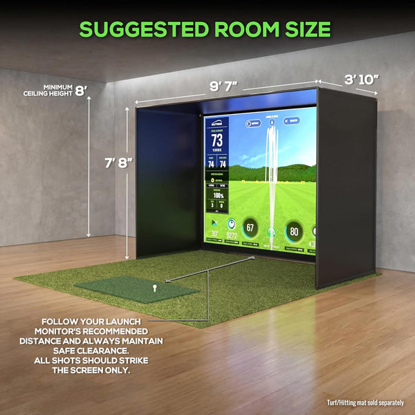Golf Simulator Enclosure Kit with HD Impact Screen, 10 x 8 Ft