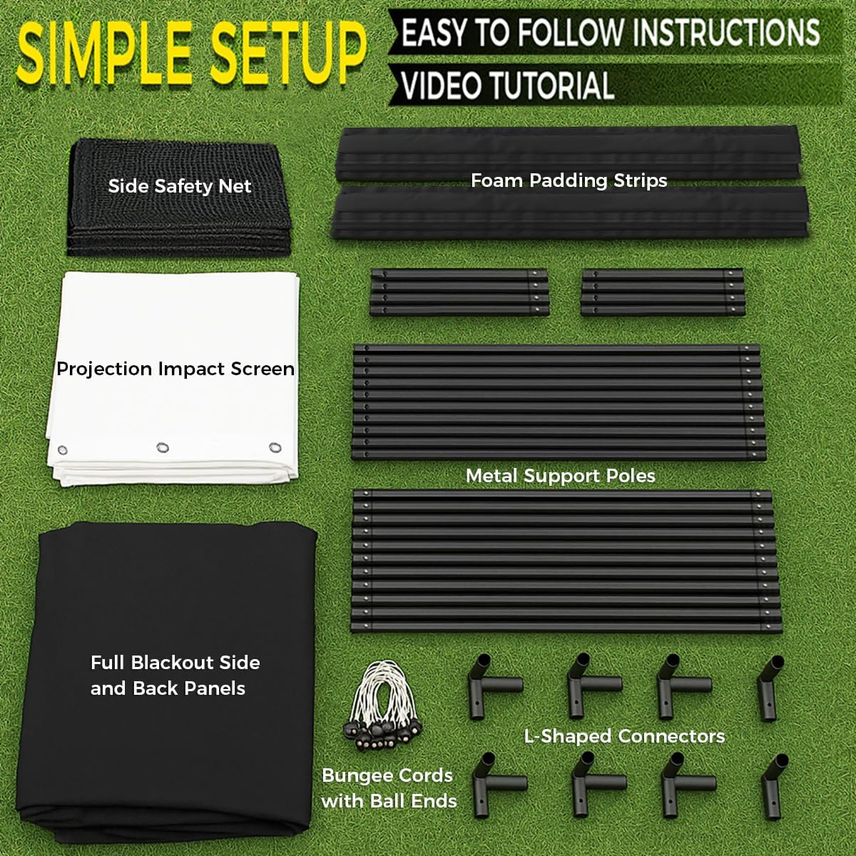 Golf Simulator Enclosure Kit with 4K-Ready Impact Screen, 10 x 8