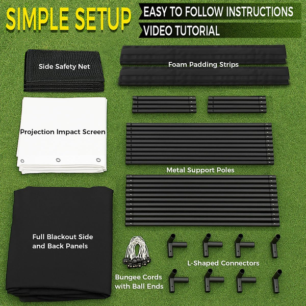Golf Simulator Enclosure Kit with 4K-Ready Impact Screen, 10 x 8