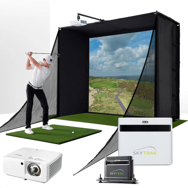 + with Playbetter Simstudio™ COMPLETE Package | Golf Simulator Studio with Impact Screen, Enclosure, Side Barriers, Hitting/Putting Mats, Projector, Protective Case & 1-Year FREE Foresight Course Play