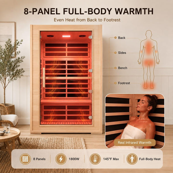 2-Person Infrared Sauna in Canadian Hemlock with App Control