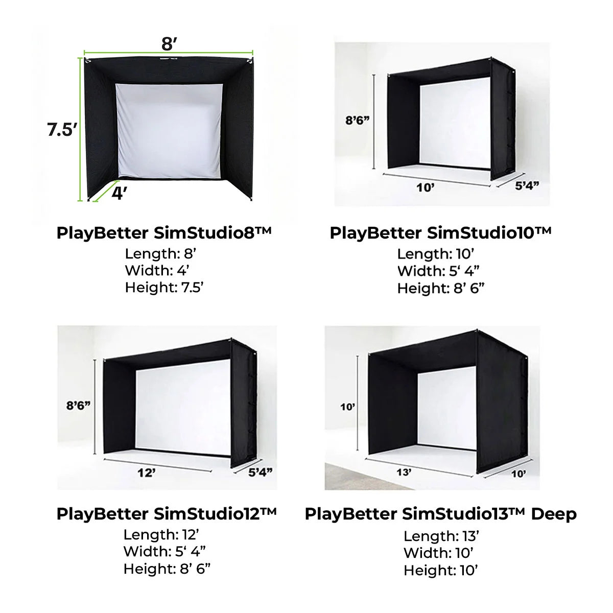 + with Playbetter Simstudio™ COMPLETE Package | Golf Simulator Studio with Impact Screen, Enclosure, Side Barriers, Hitting/Putting Mats, Projector, Protective Case & 1-Year FREE Foresight Course Play