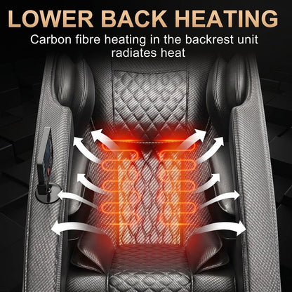 Massage Chair Neck Massager with Zero Gravity Heating Bluetooth Functions (Black)