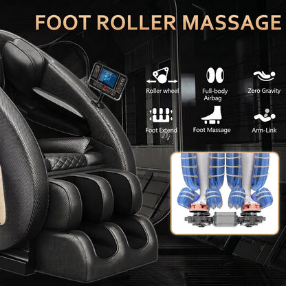 Massage Chair Neck Massager with Zero Gravity Heating Bluetooth Functions (Black)