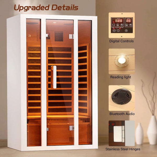 2-Person Extendable Far Infrared Sauna with Bluetooth & LED
