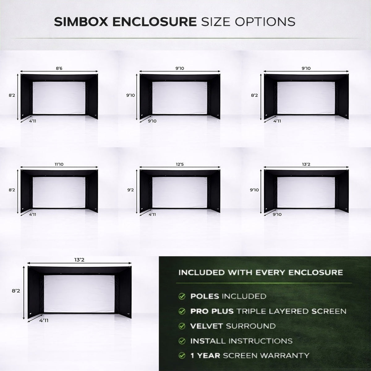 Golfbays SimBox Golf Simulator Enclosure with Impact Screen